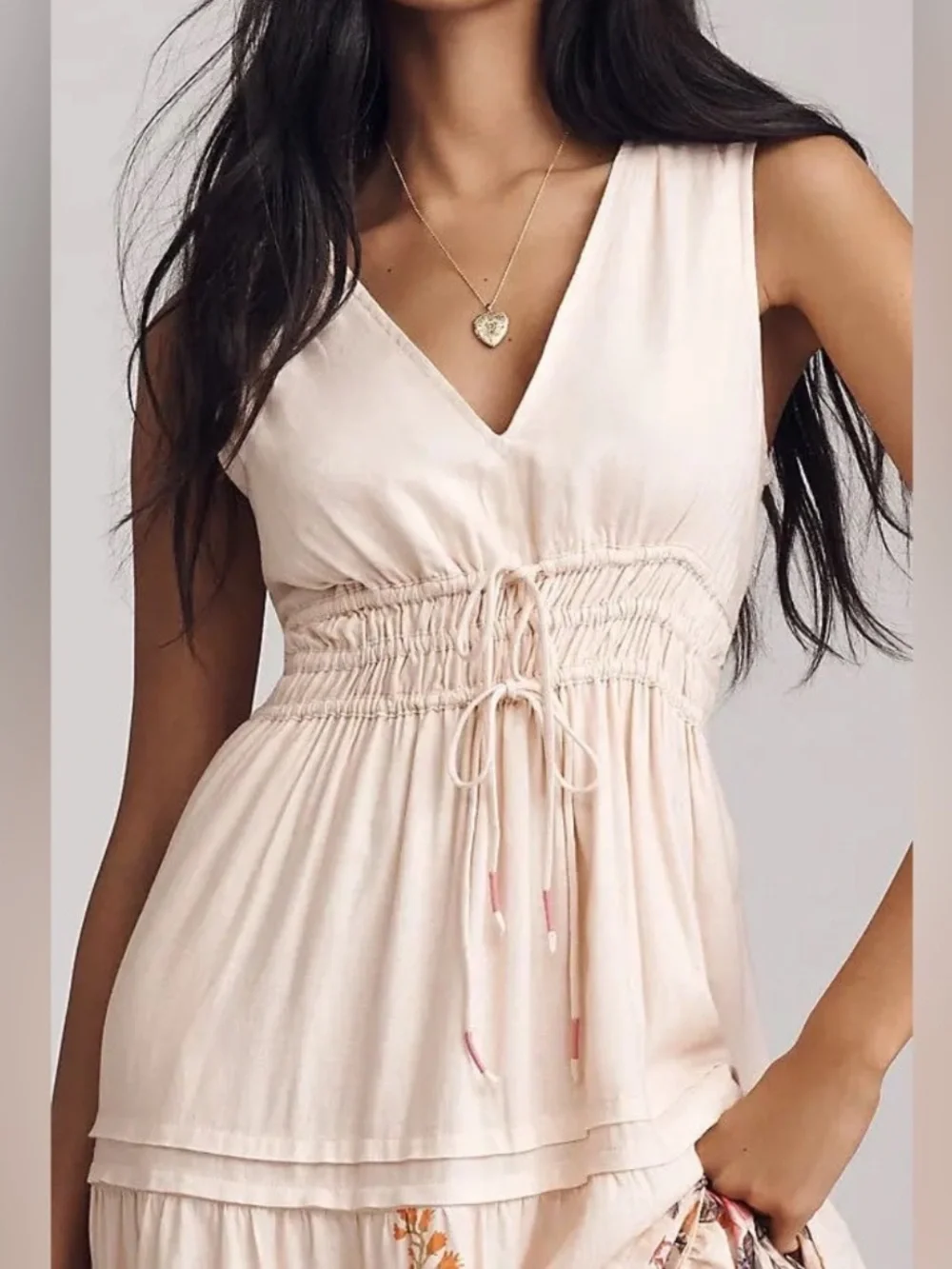 ANTHROPOLOGIE The Somerset Linen Sleeveless Maxi Dress Size Medium Floral - Picture 4 of 4